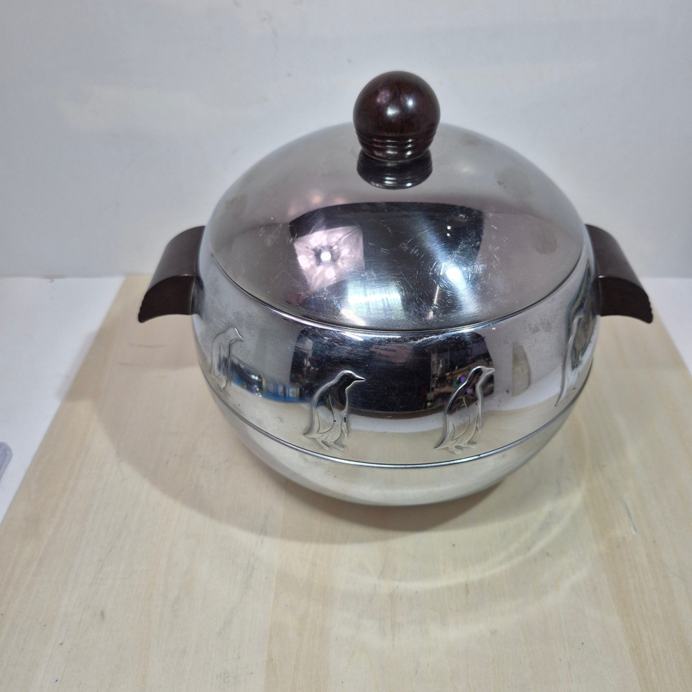 Vintage West Bend‎ Penguin Hot Cold Server Chrome Bakelite Ice Bucket MCM 1950s